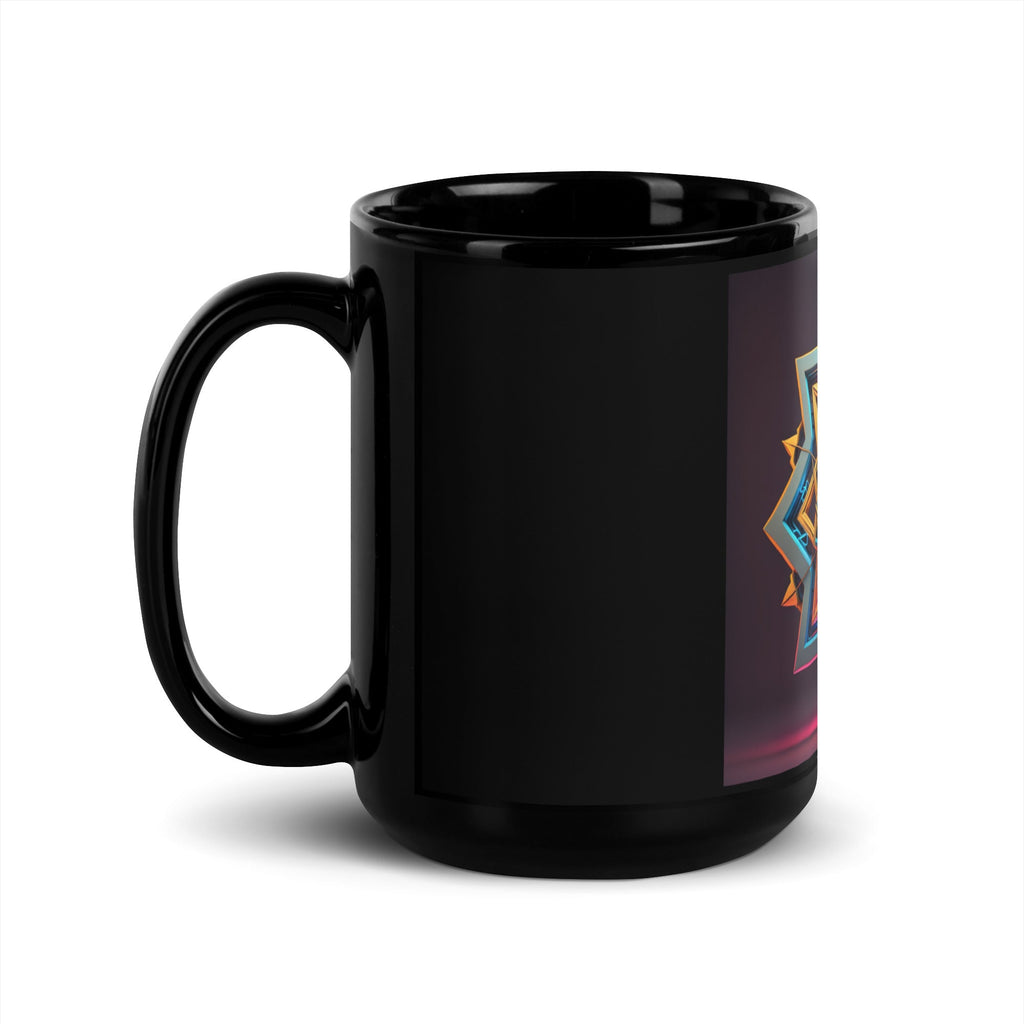Futuristic Shine| Star of David | Black Glossy Mug