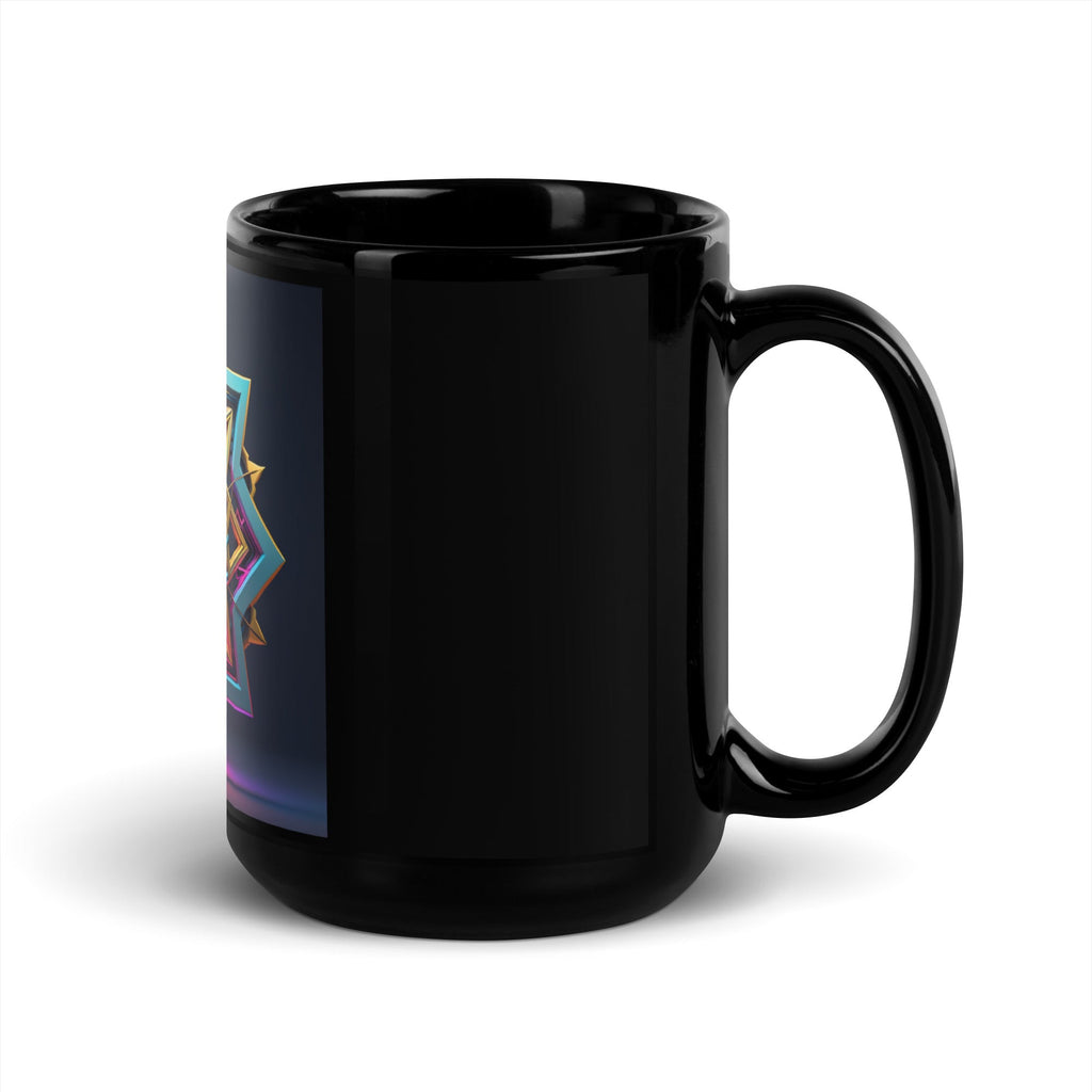Futuristic Shine| Star of David | Black Glossy Mug