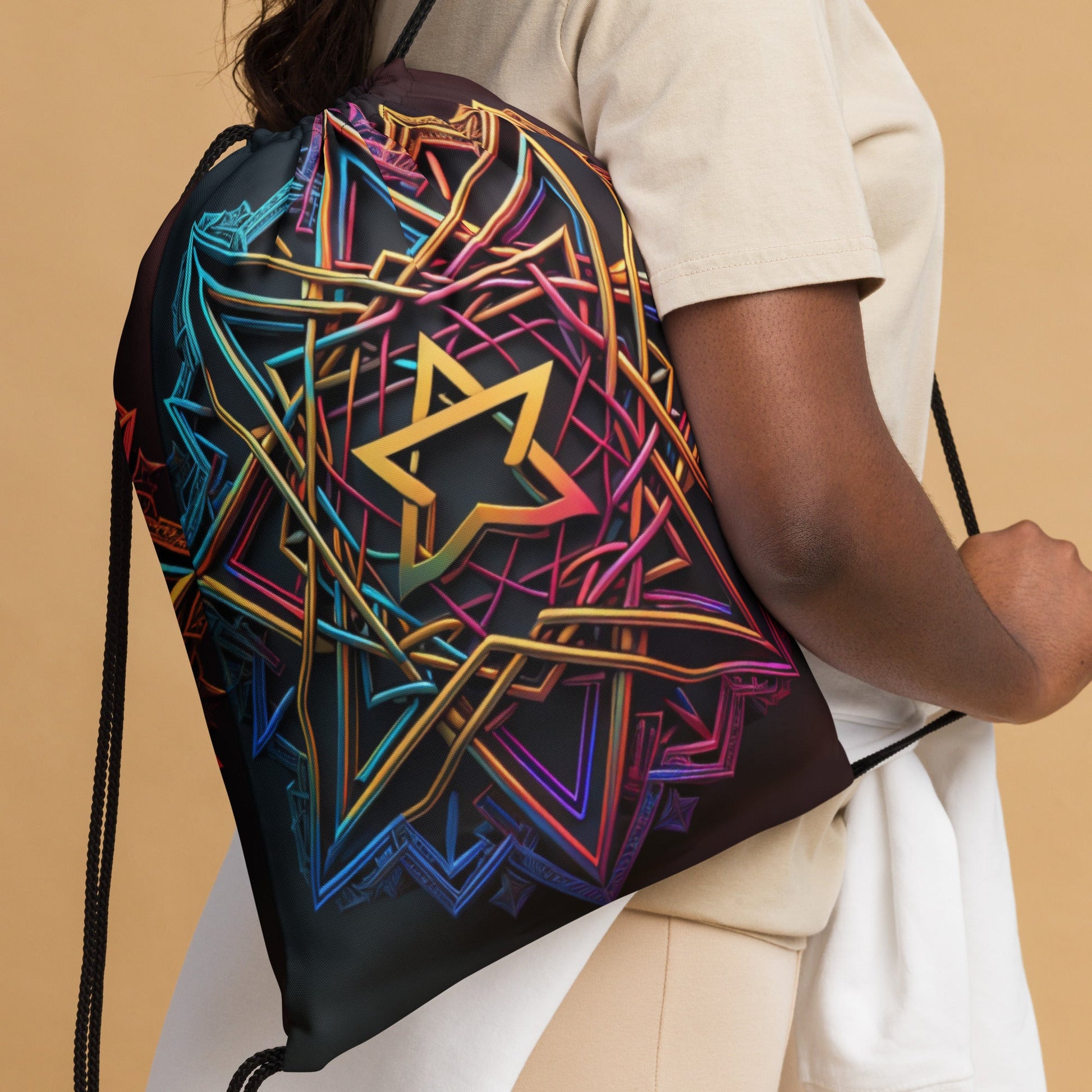 Futuristic Shine| Star of David |Drawstring Bag