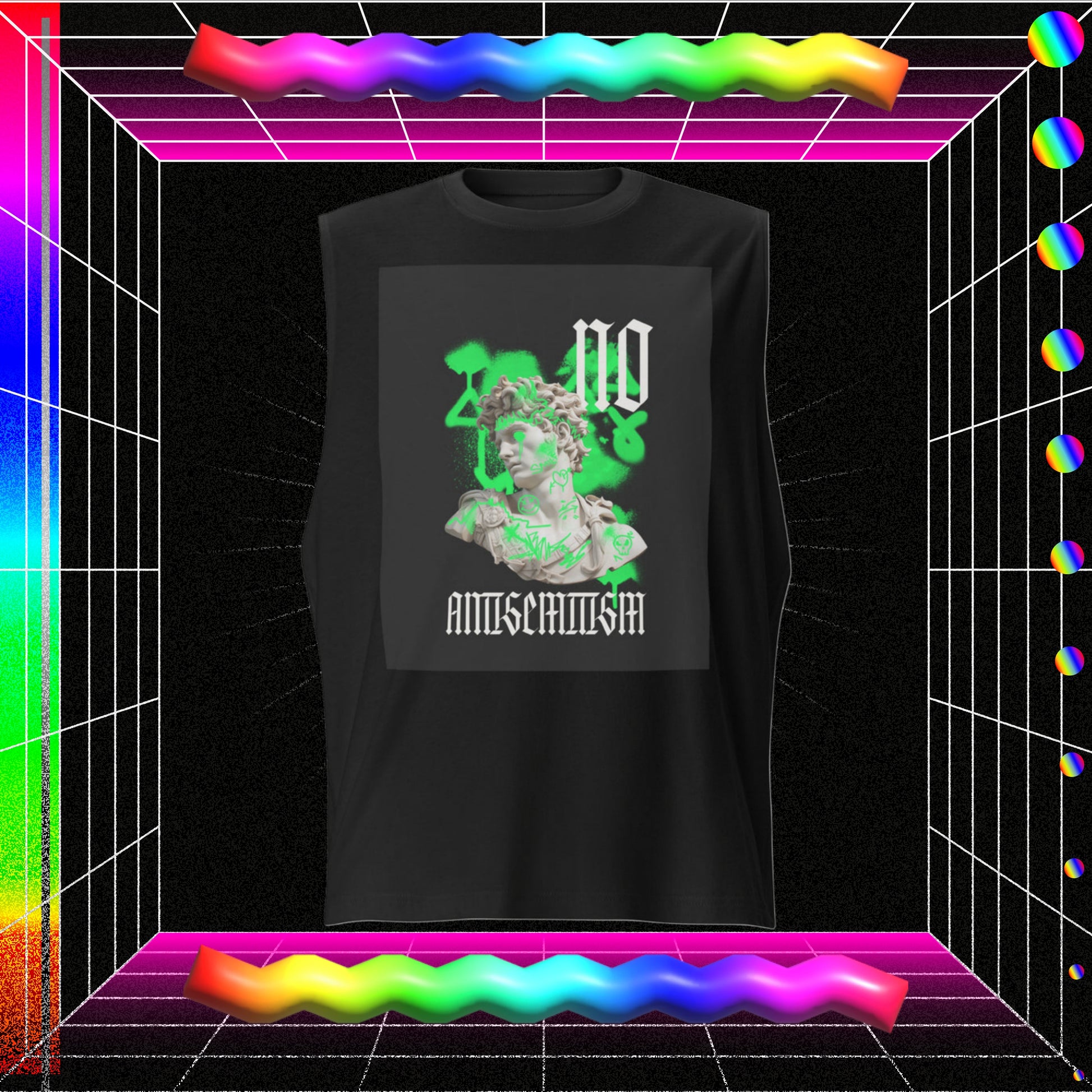 Graffiti Statue Anthem | No Antisemitism | Unisex Muscle Tank Top