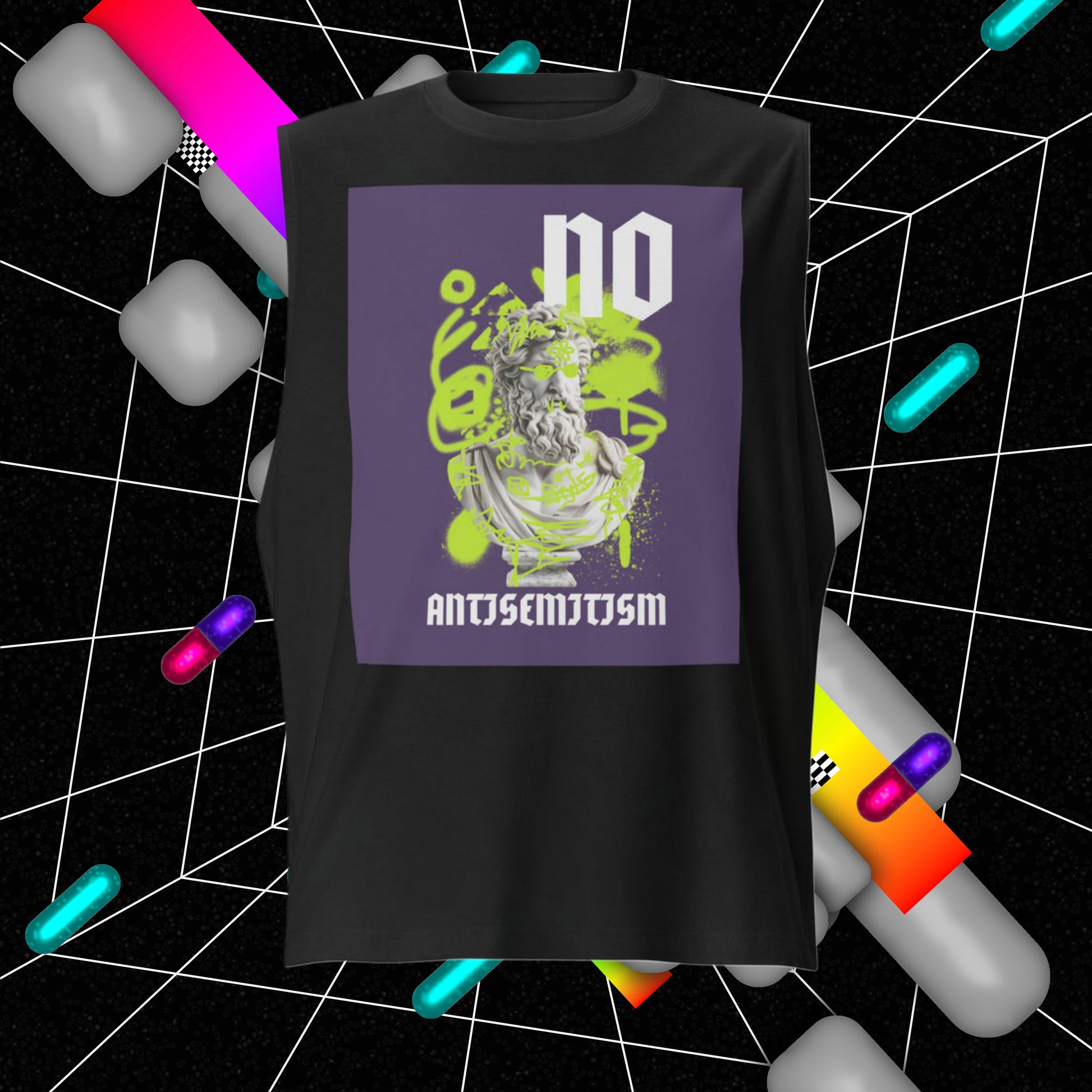 Graffiti Statue Anthem | No Antisemitism | Unisex Muscle Tank Top Jouparty