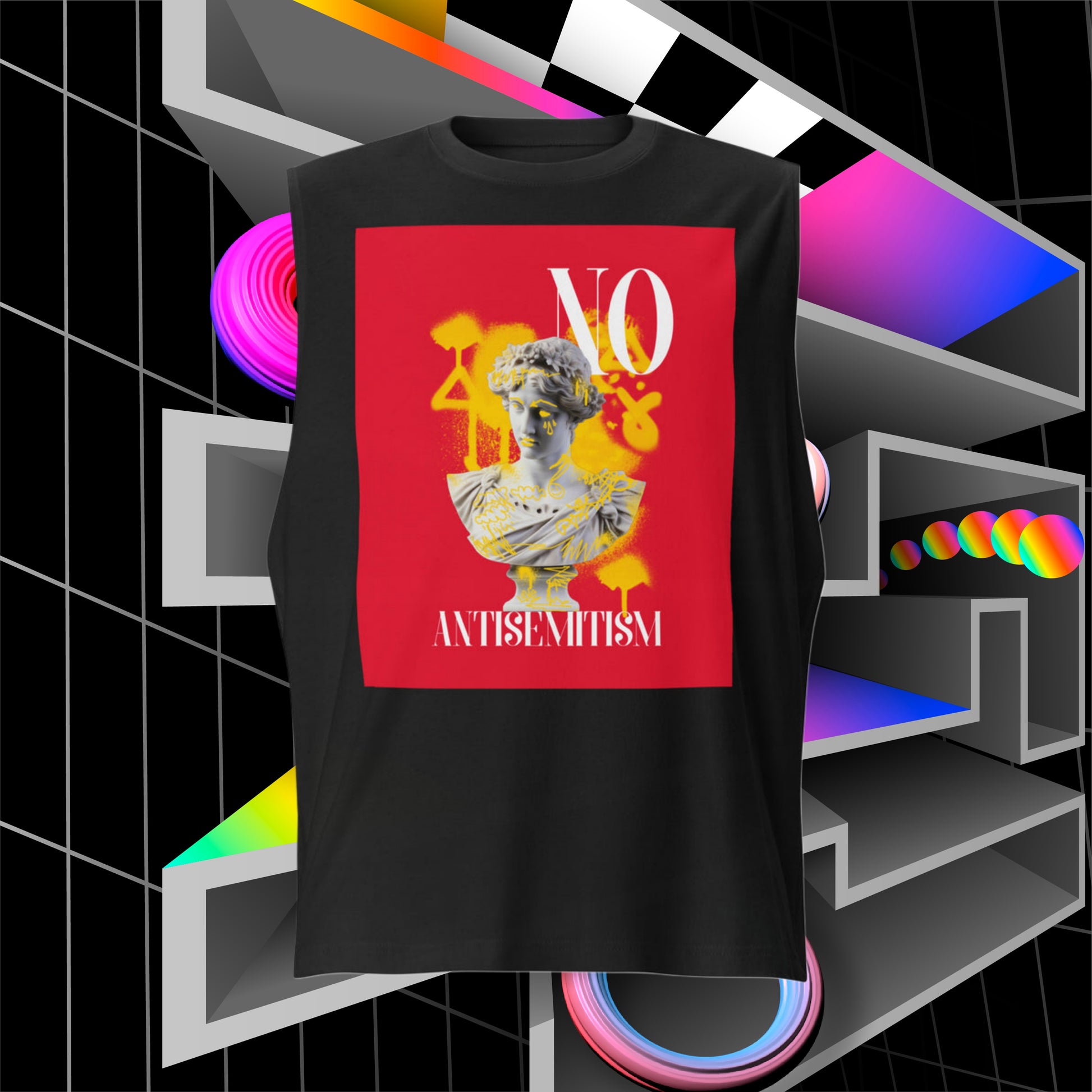 Graffiti Statue Anthem | No Antisemitism | Unisex Muscle Tank Top