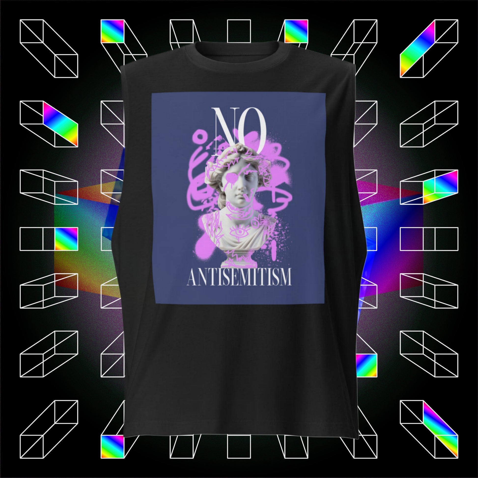 Graffiti Statue Anthem | No Antisemitism | Unisex Muscle Tank Top Jouparty