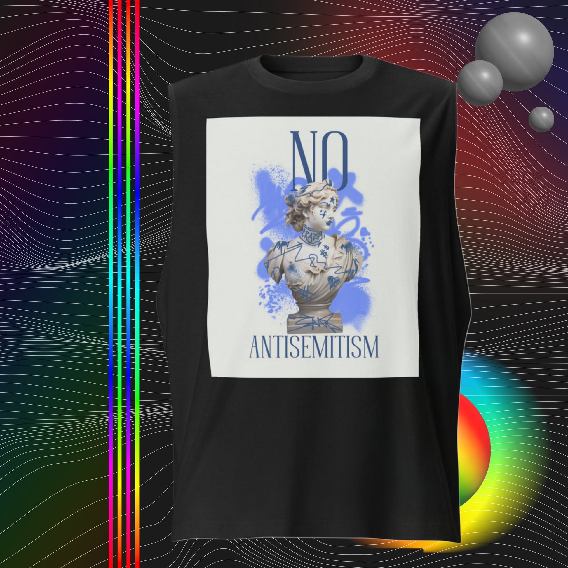 Graffiti Statue Anthem | No Antisemitism | Unisex Muscle Tank Top Jouparty