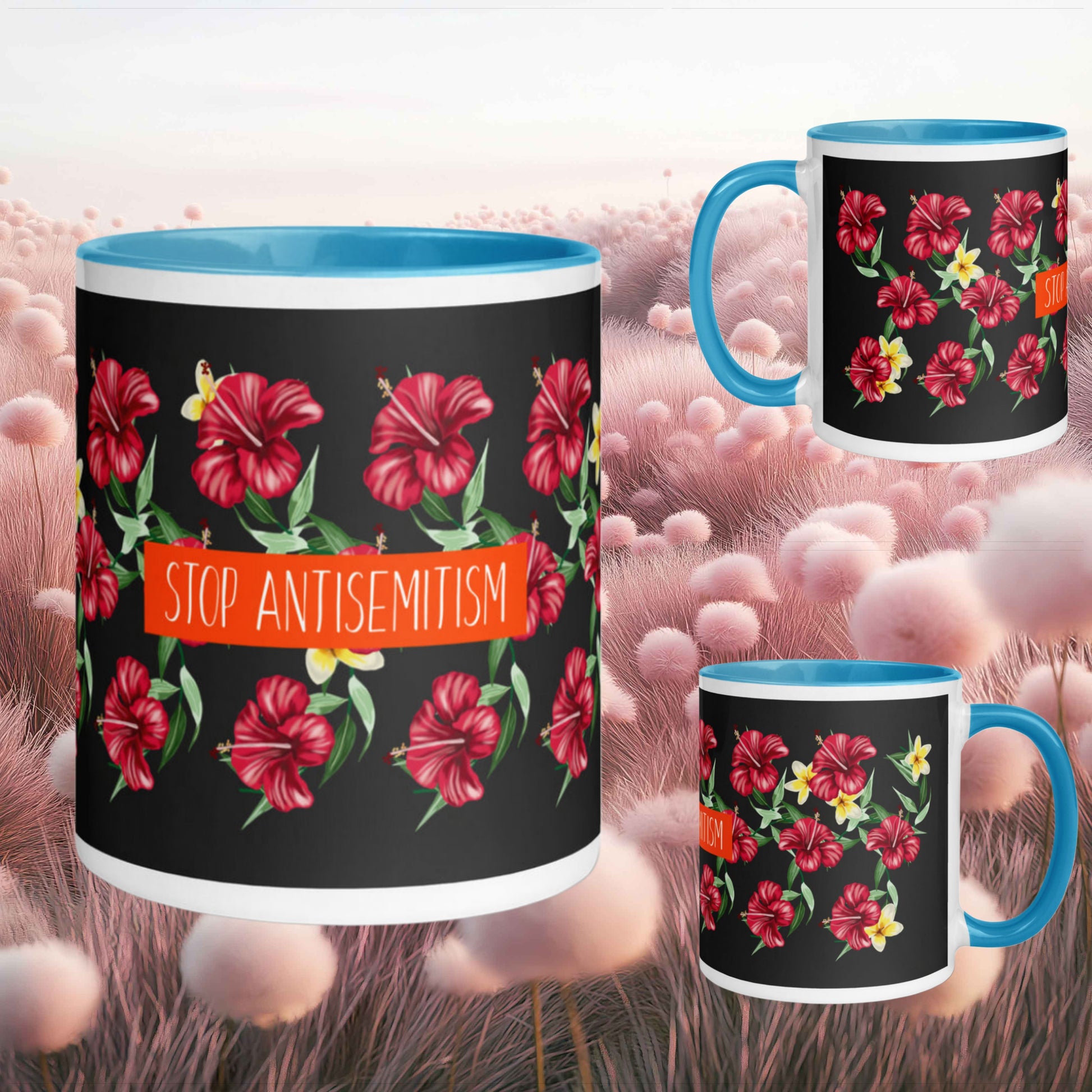 Flower Anthem | Antisemitism | White Mug With Color Inside