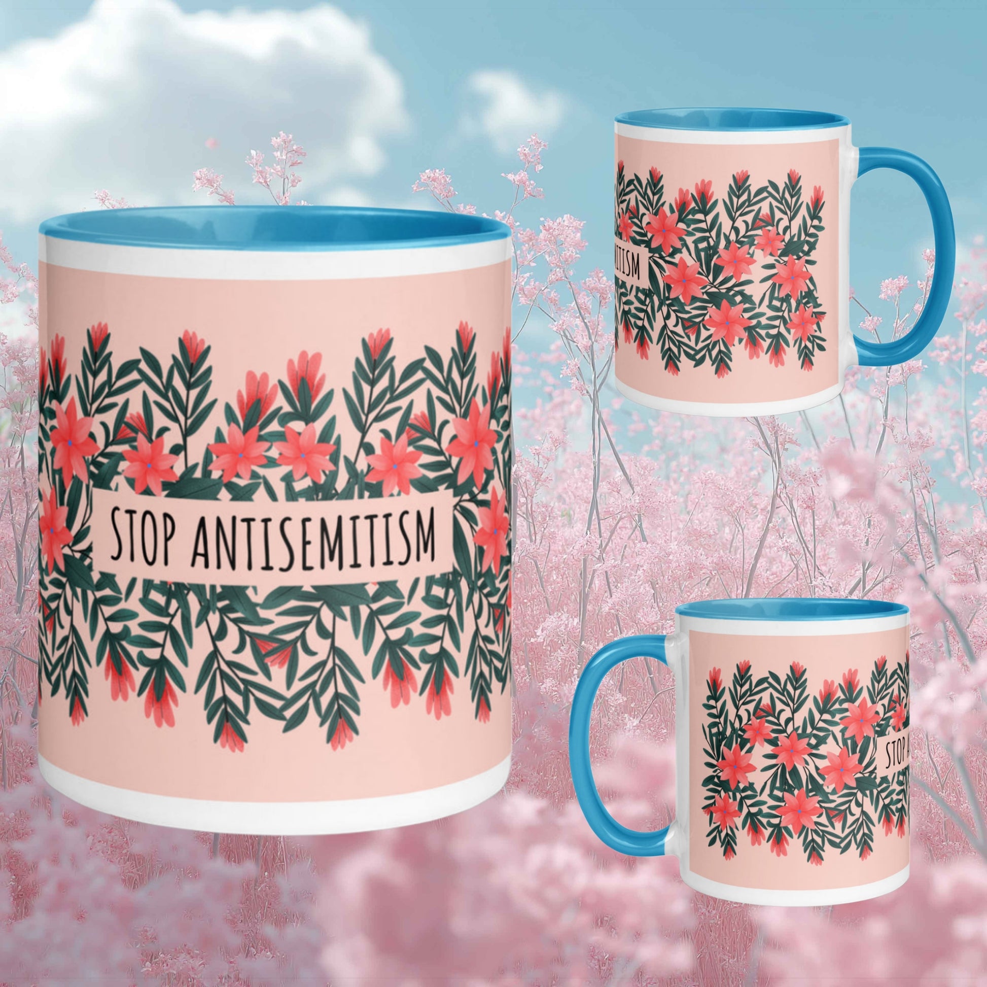 Flower Anthem | Antisemitism | White Mug With Color Inside