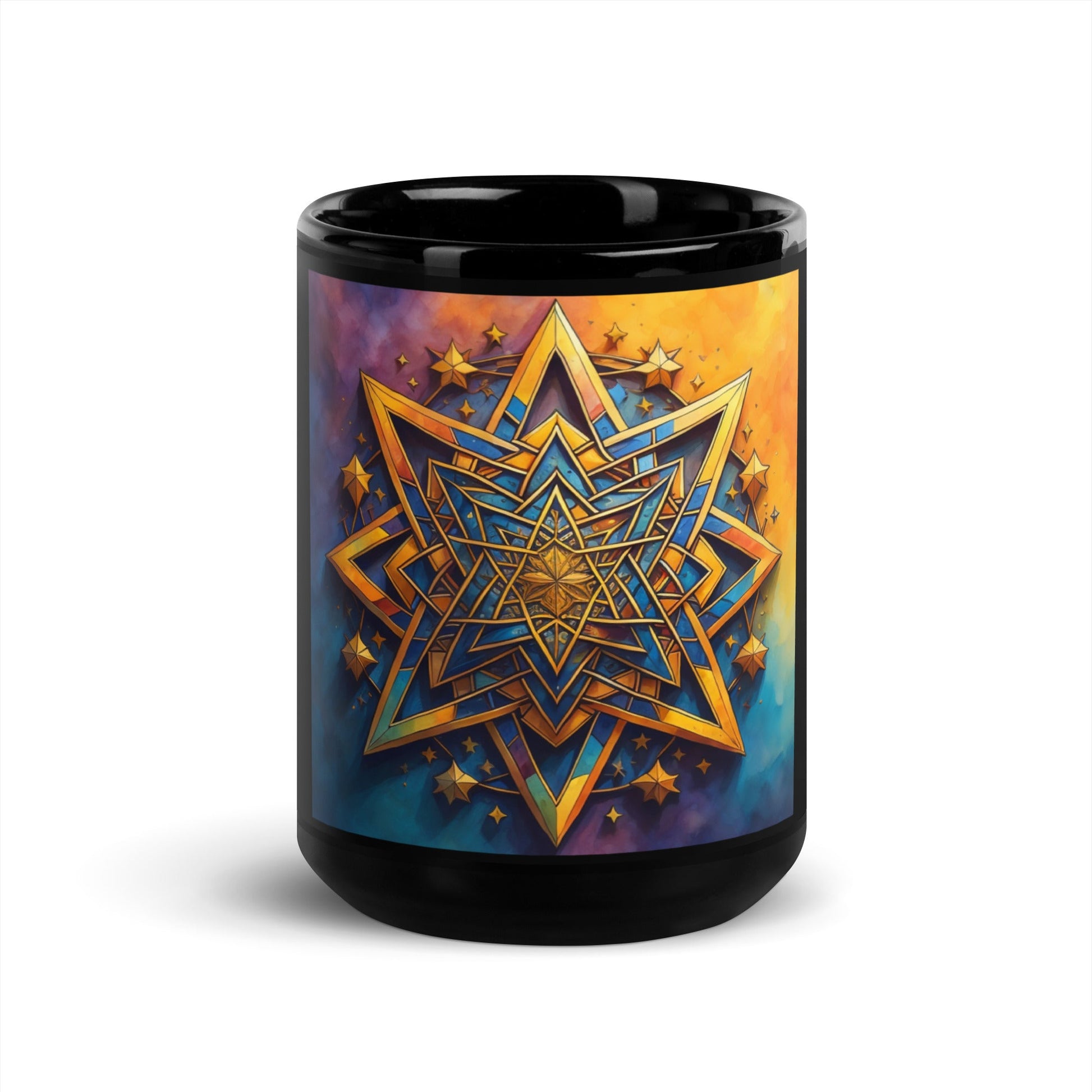 Vibrant Song | Star of David | Black Glossy Mug