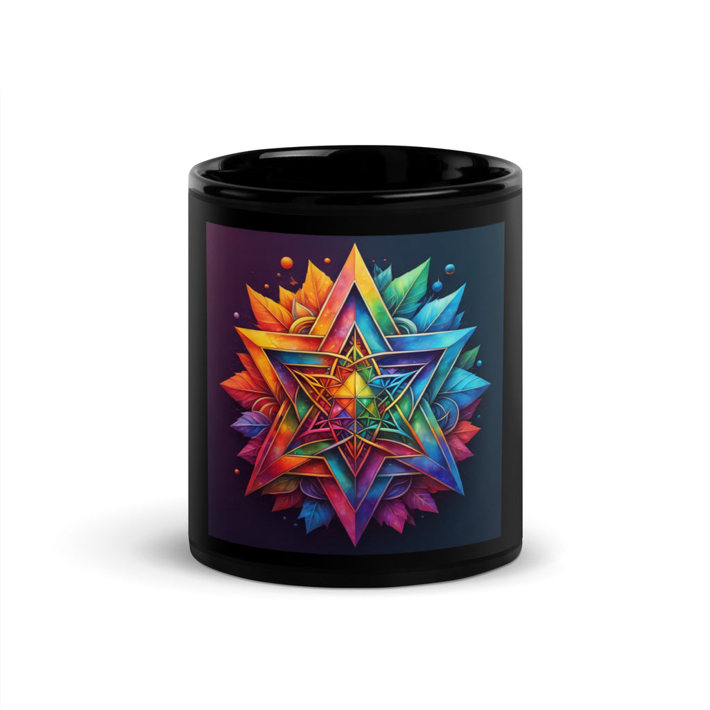 Vibrant Song | Star of David | Black Glossy Mug Jouparty