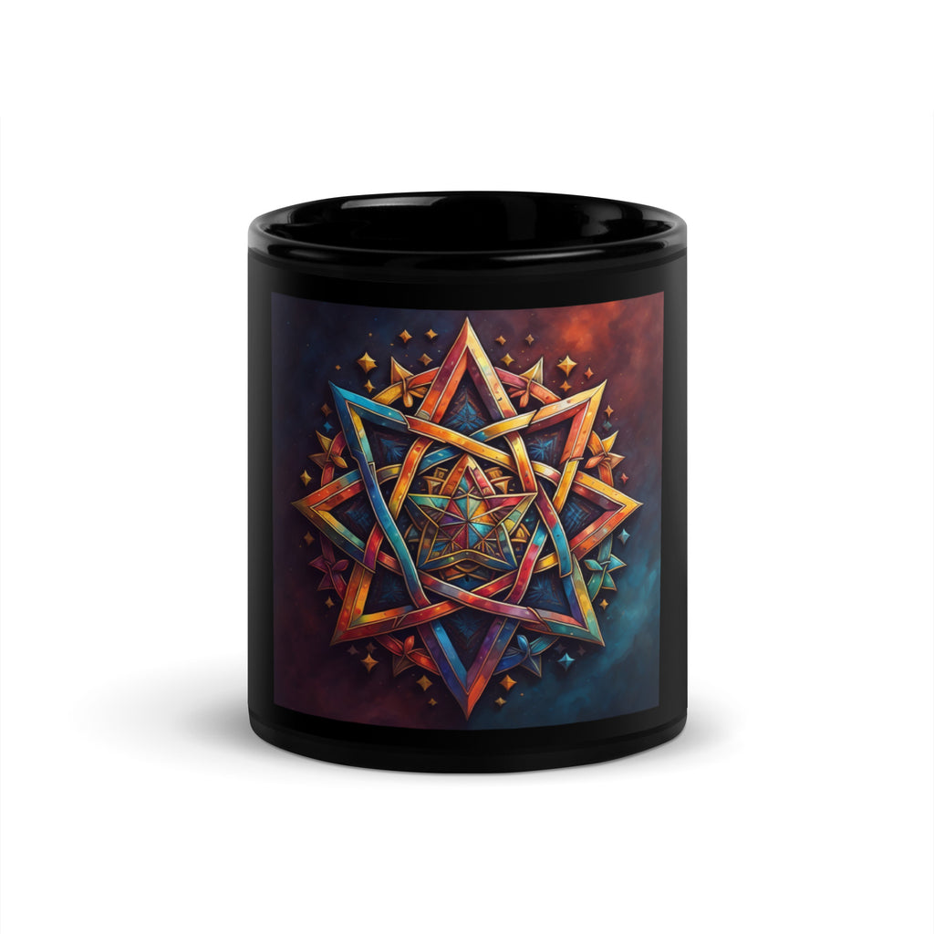Vibrant Song | Star of David | Black Glossy Mug Jouparty