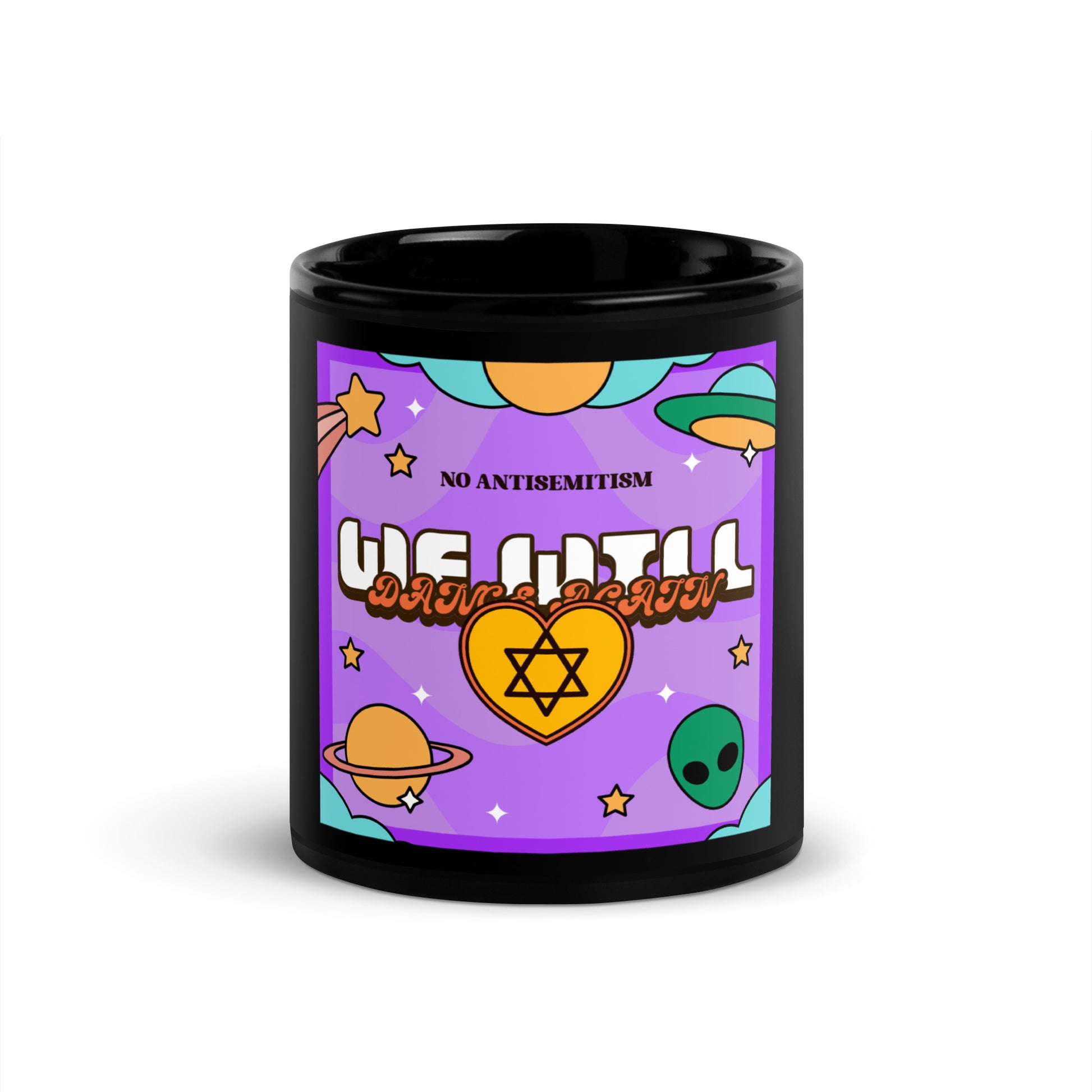 We Will Dance | Retro-Purple Style | Black Glossy Mug Jouparty