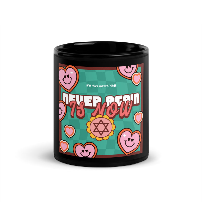 Never Again | Retro-Green Style | Black Glossy Mug