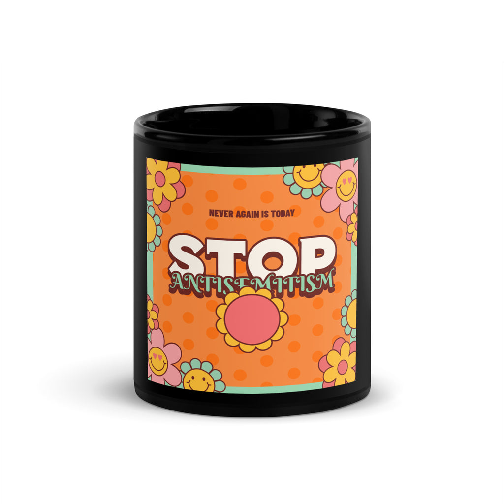 Antisemitism | Retro-Orange Style | Black Glossy Mug Jouparty