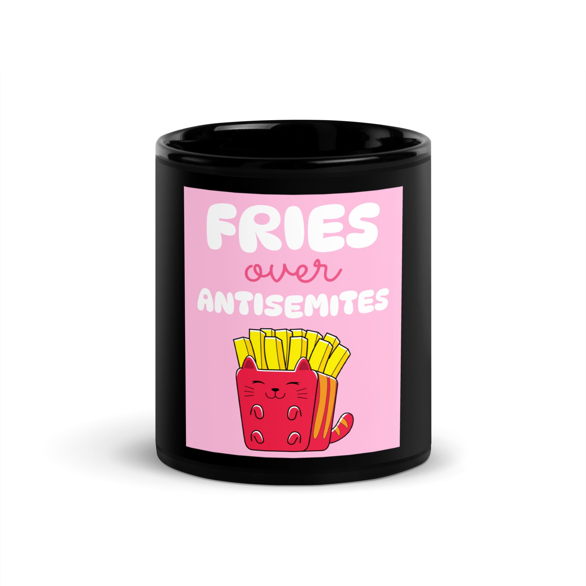 Fries Over Antisemites | Black Glossy Mug