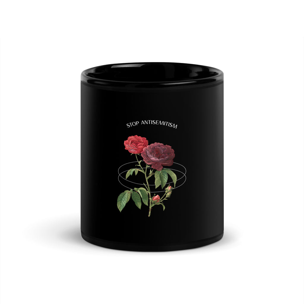 Stop Antisemitism | Plants & Flowers Edition | Black Glossy Mug