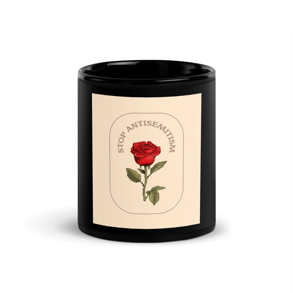 Stop Antisemitism | Plants & Flowers Edition | Black Glossy Mug