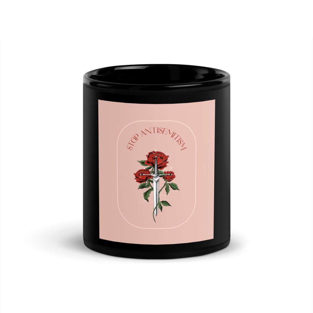 Stop Antisemitism | Plants & Flowers Edition | Black Glossy Mug