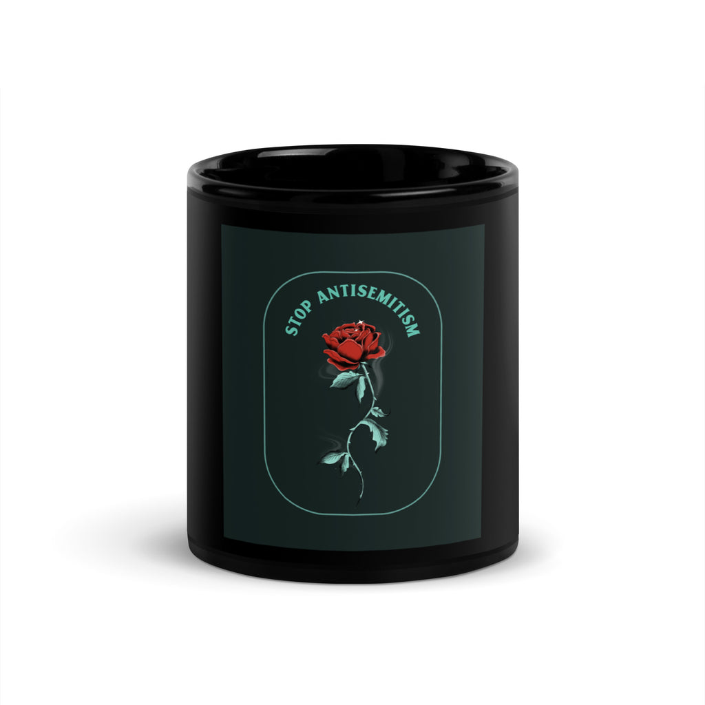 Stop Antisemitism | Plants & Flowers Edition | Black Glossy Mug