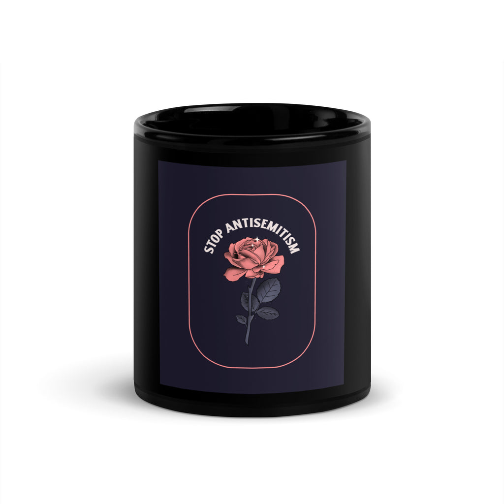 Stop Antisemitism | Plants & Flowers Edition | Black Glossy Mug