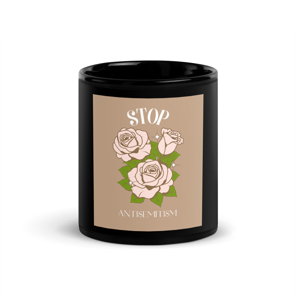 Stop Antisemitism | Plants & Flowers Edition | Black Glossy Mug
