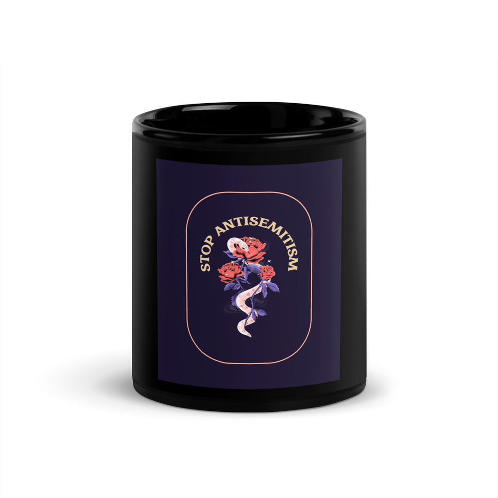 Stop Antisemitism | Plants & Flowers Edition | Black Glossy Mug