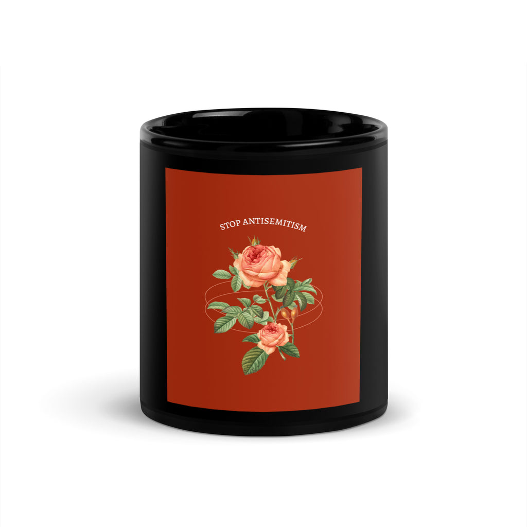Stop Antisemitism | Plants & Flowers Edition | Black Glossy Mug