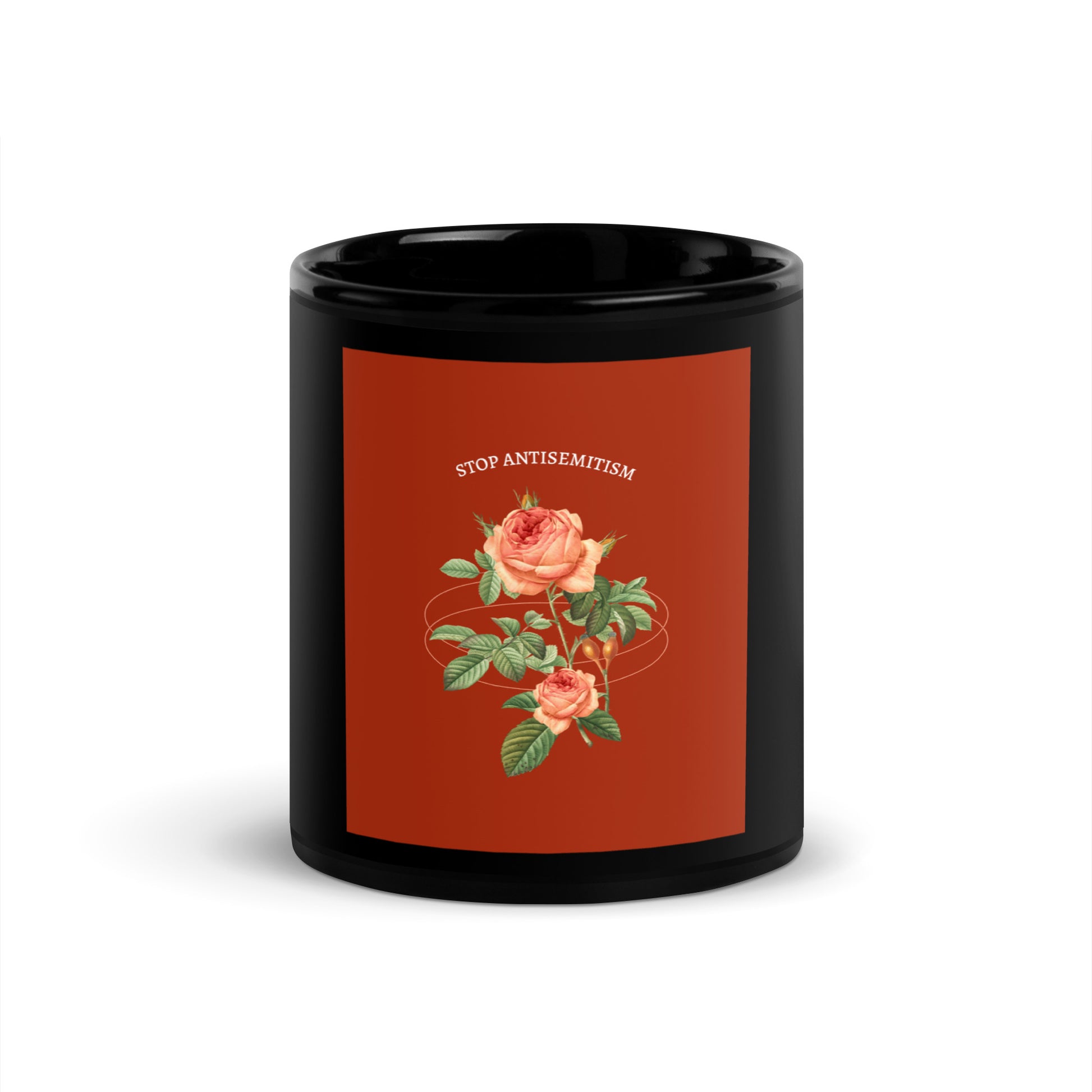 Stop Antisemitism | Plants & Flowers Edition | Black Glossy Mug