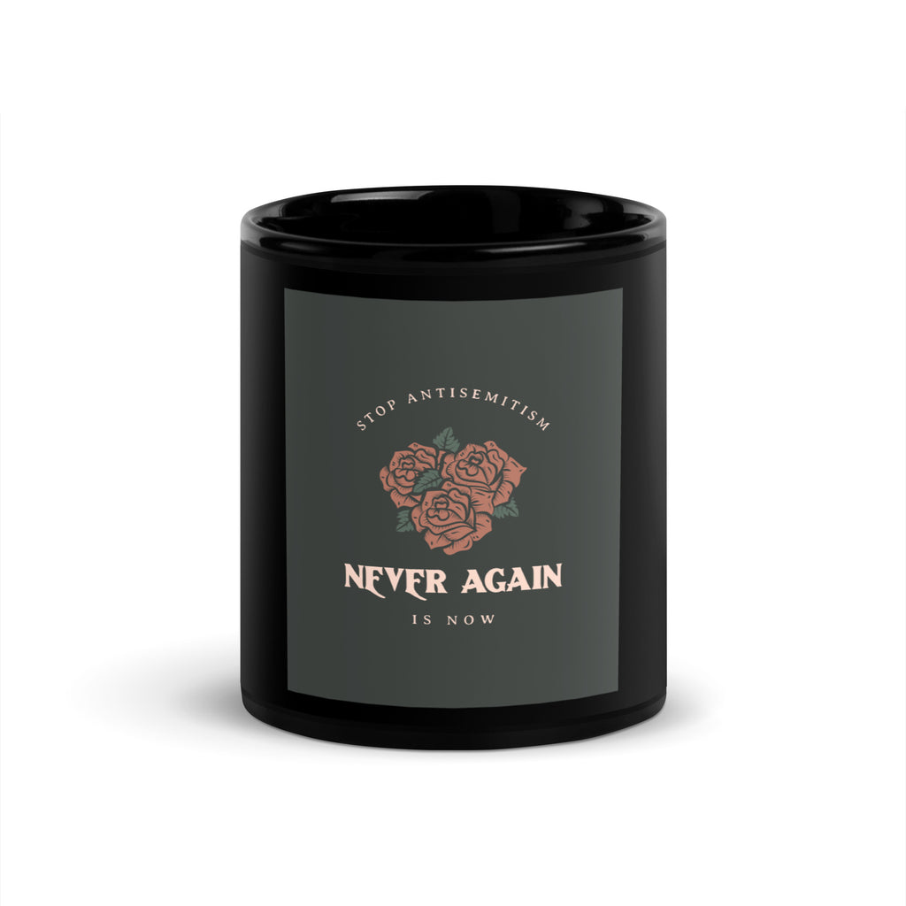 Stop Antisemitism | Plants & Flowers Edition | Black Glossy Mug