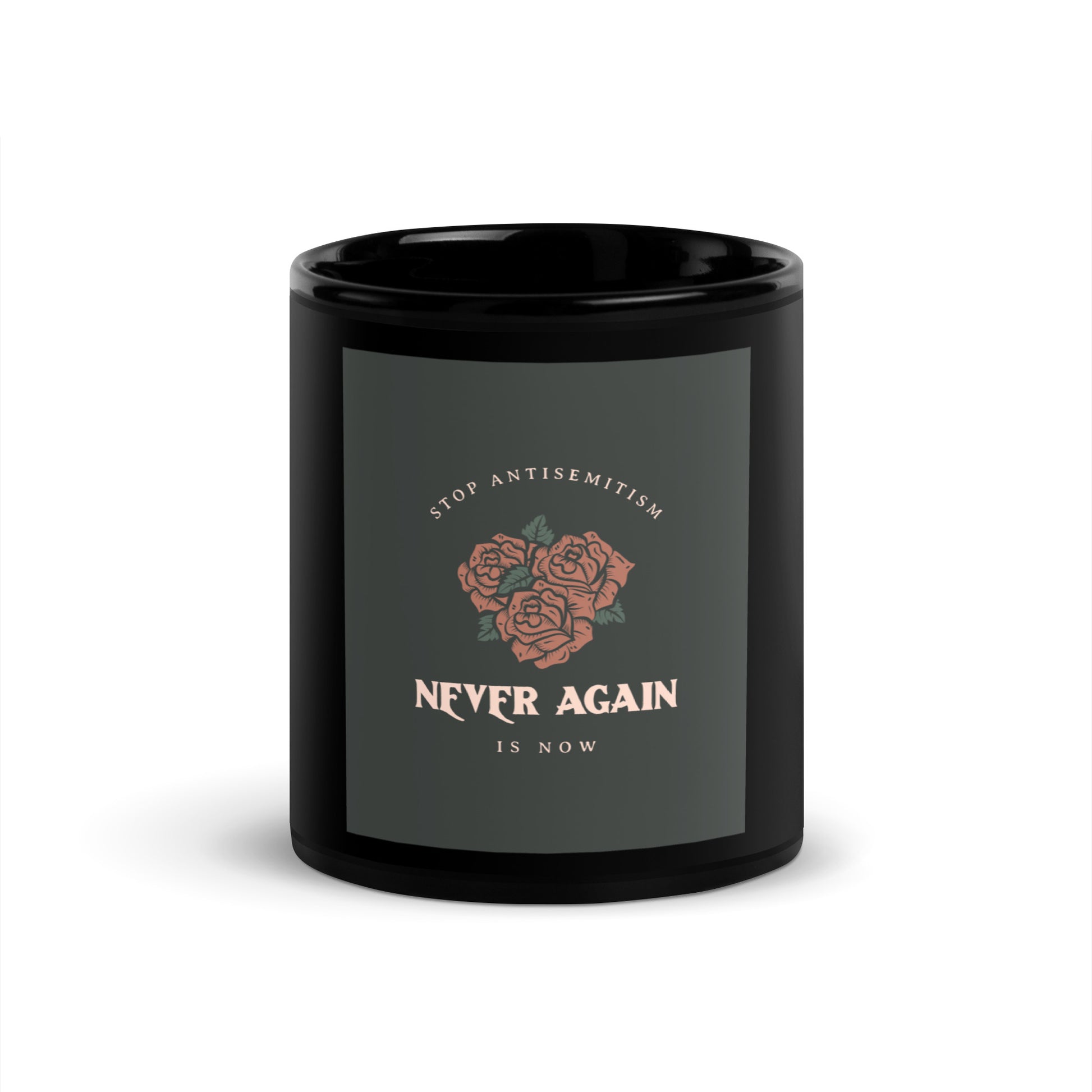 Stop Antisemitism | Plants & Flowers Edition | Black Glossy Mug
