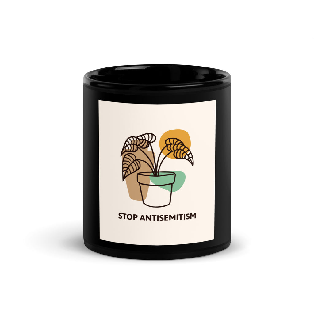 Stop Antisemitism | Plants & Flowers Edition | Black Glossy Mug