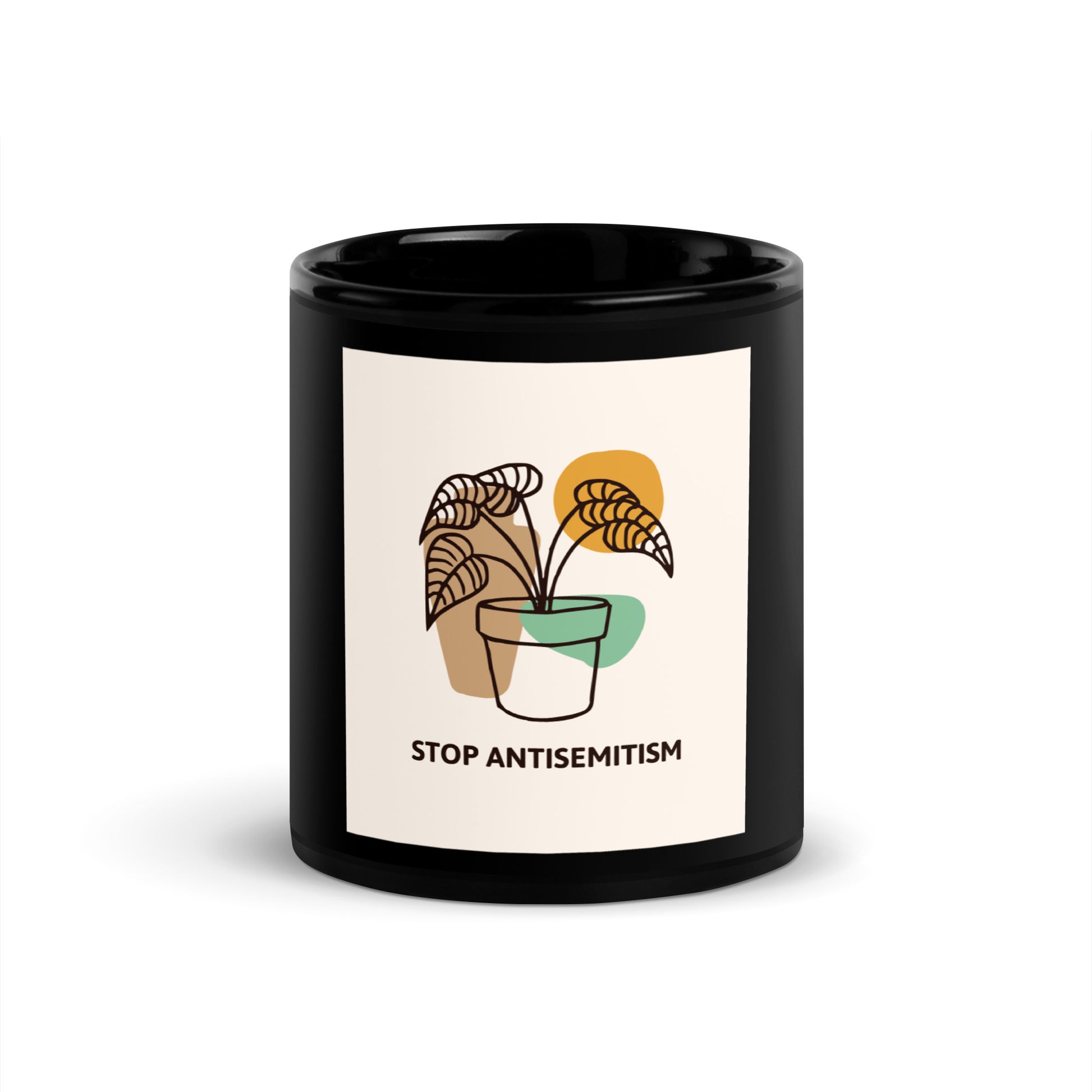 Stop Antisemitism | Plants & Flowers Edition | Black Glossy Mug