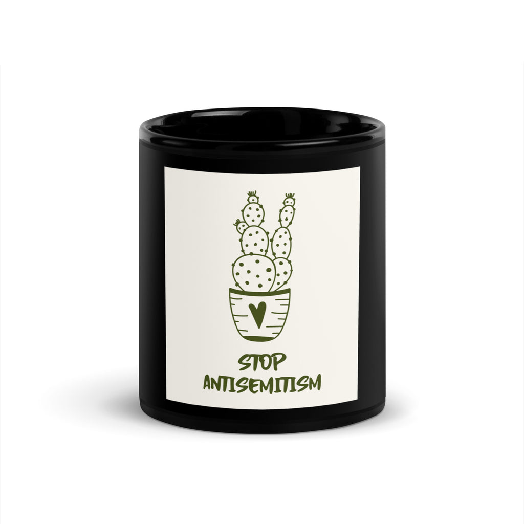 Stop Antisemitism | Plants & Flowers Edition | Black Glossy Mug