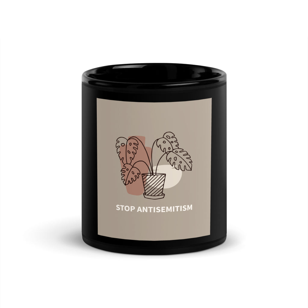 Stop Antisemitism | Plants & Flowers Edition | Black Glossy Mug