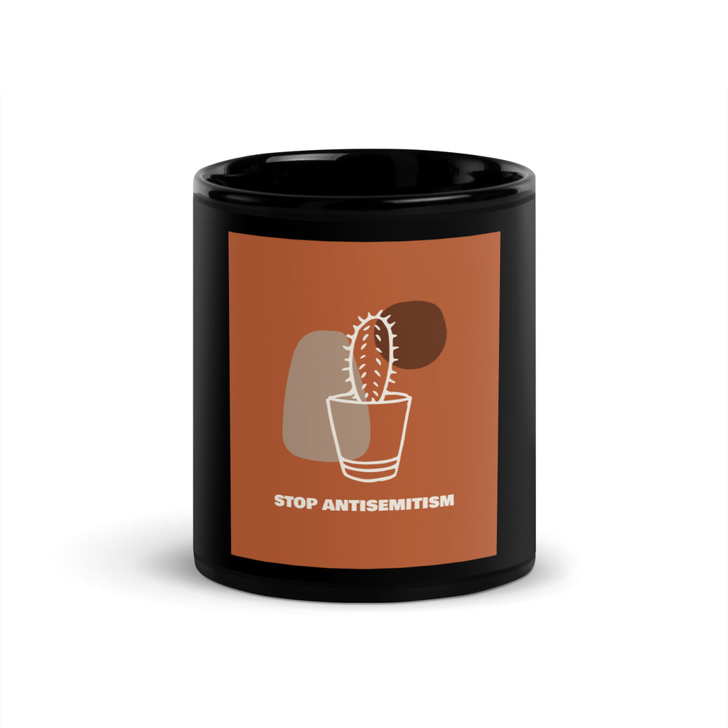 Stop Antisemitism | Plants & Flowers Edition | Black Glossy Mug