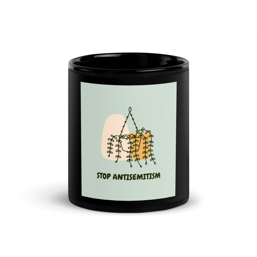 Stop Antisemitism | Plants & Flowers Edition | Black Glossy Mug