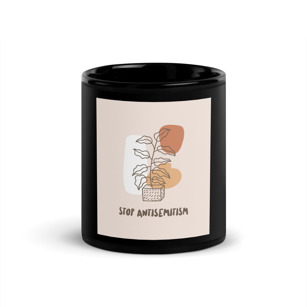 Stop Antisemitism | Plants & Flowers Edition | Black Glossy Mug