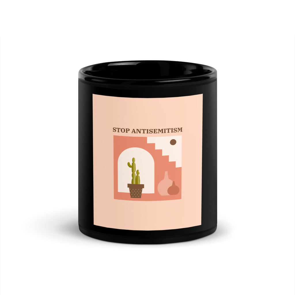 Stop Antisemitism | Plants & Flowers Edition | Black Glossy Mug