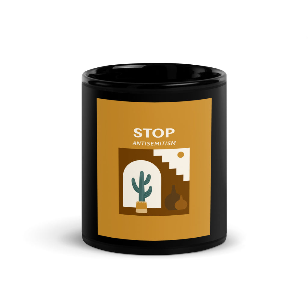 Stop Antisemitism | Plants & Flowers Edition | Black Glossy Mug