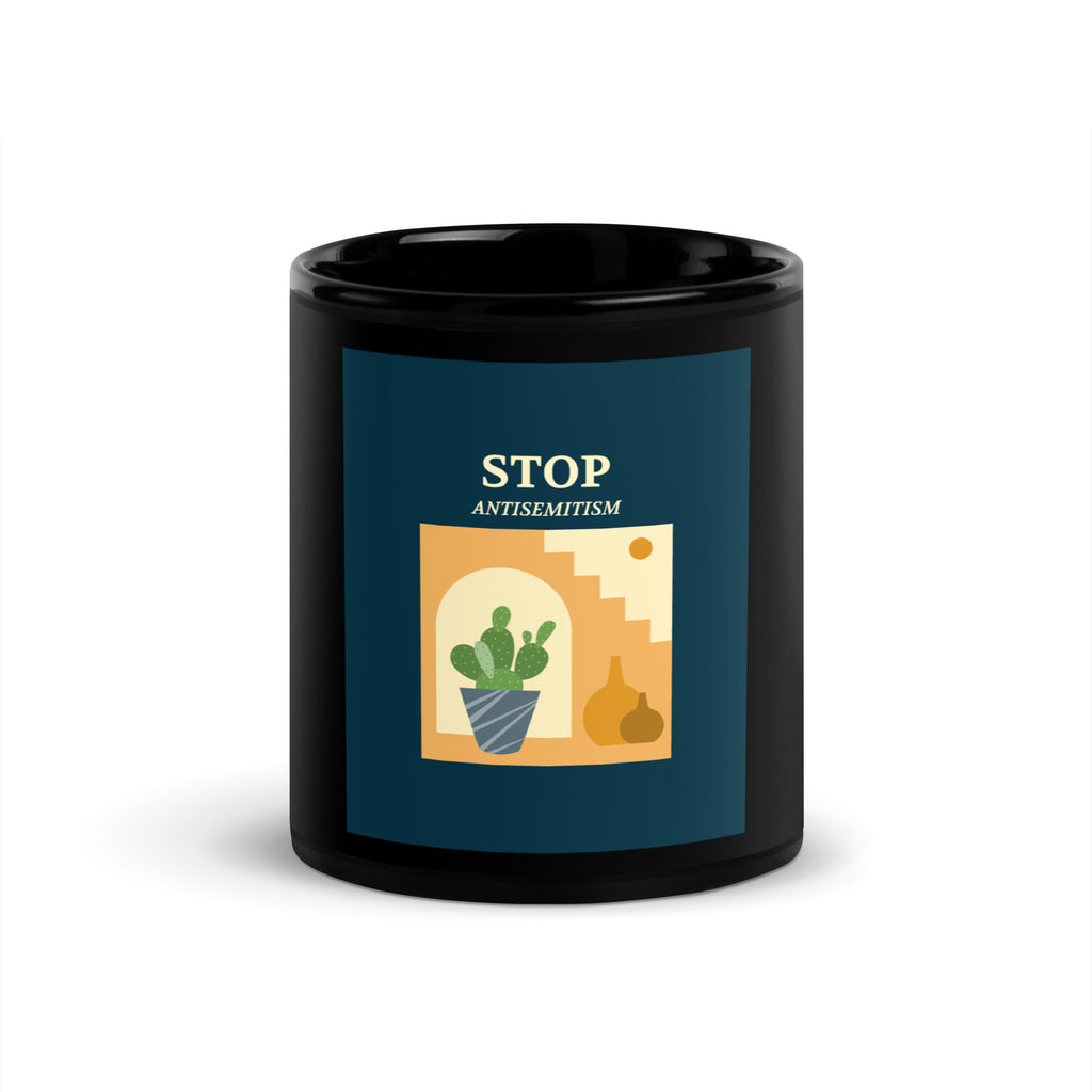 Stop Antisemitism | Plants & Flowers Edition | Black Glossy Mug