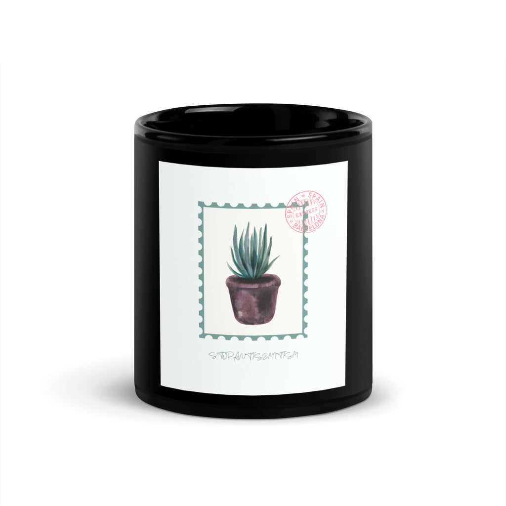 Stop Antisemitism | Plants & Flowers Edition | Black Glossy Mug