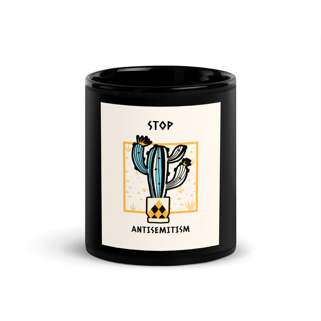 Stop Antisemitism | Plants & Flowers Edition | Black Glossy Mug
