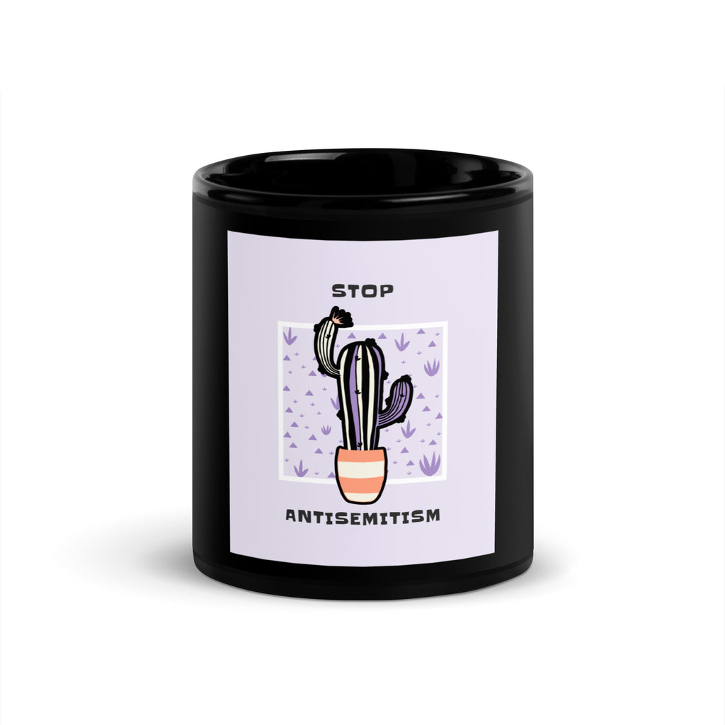 Stop Antisemitism | Plants & Flowers Edition | Black Glossy Mug