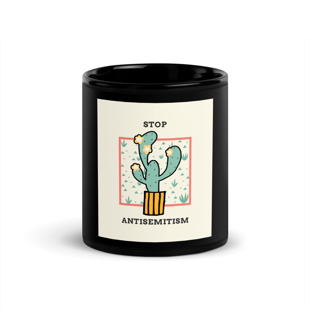 Stop Antisemitism | Plants & Flowers Edition | Black Glossy Mug