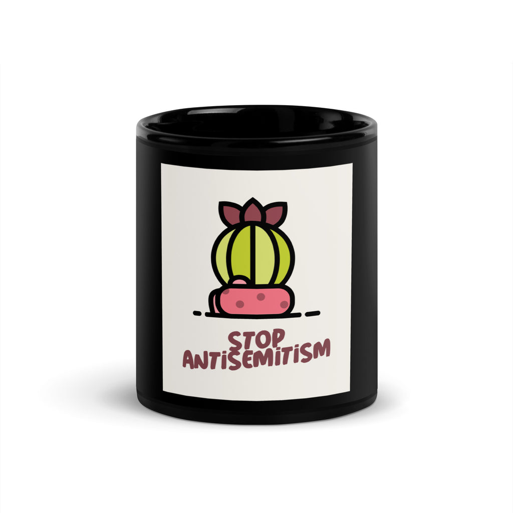 Stop Antisemitism | Plants & Flowers Edition | Black Glossy Mug