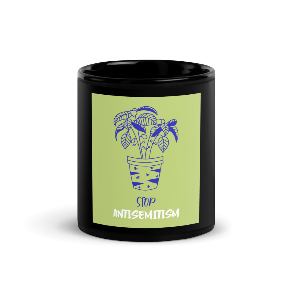 Stop Antisemitism | Plants & Flowers Edition | Black Glossy Mug