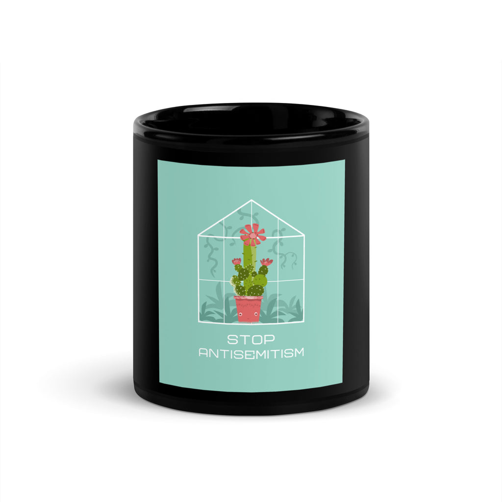 Stop Antisemitism | Plants & Flowers Edition | Black Glossy Mug