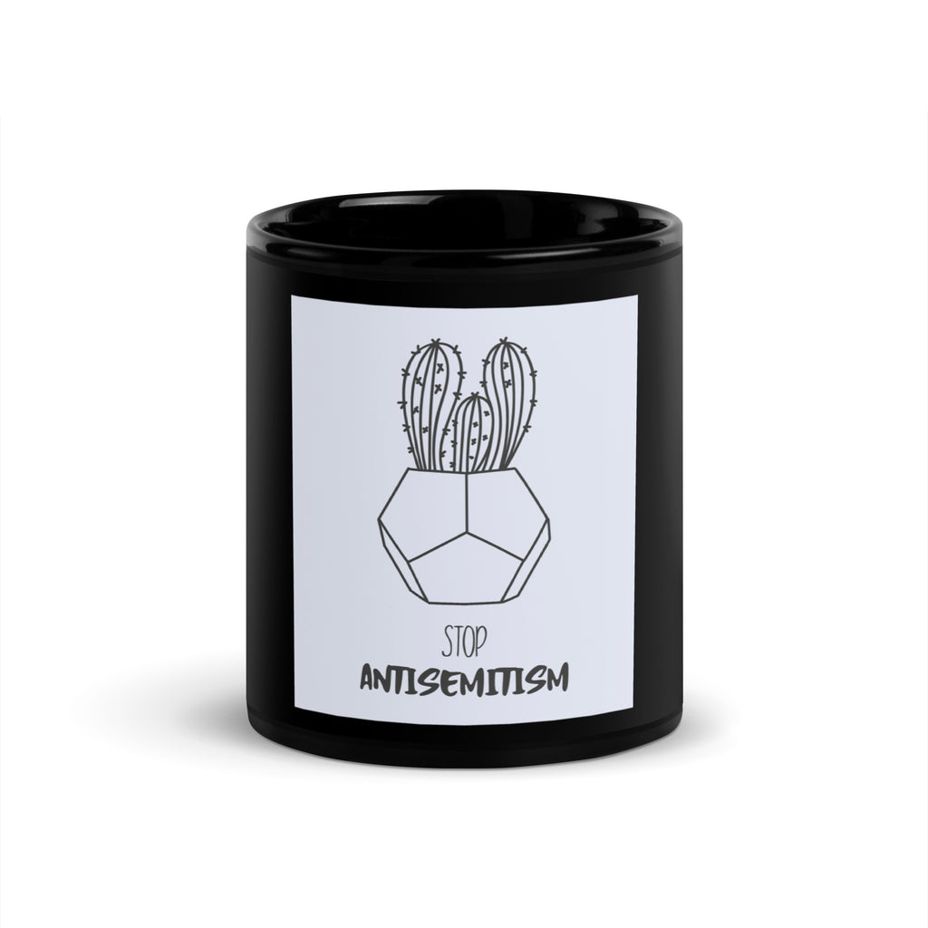 Stop Antisemitism | Plants & Flowers Edition | Black Glossy Mug
