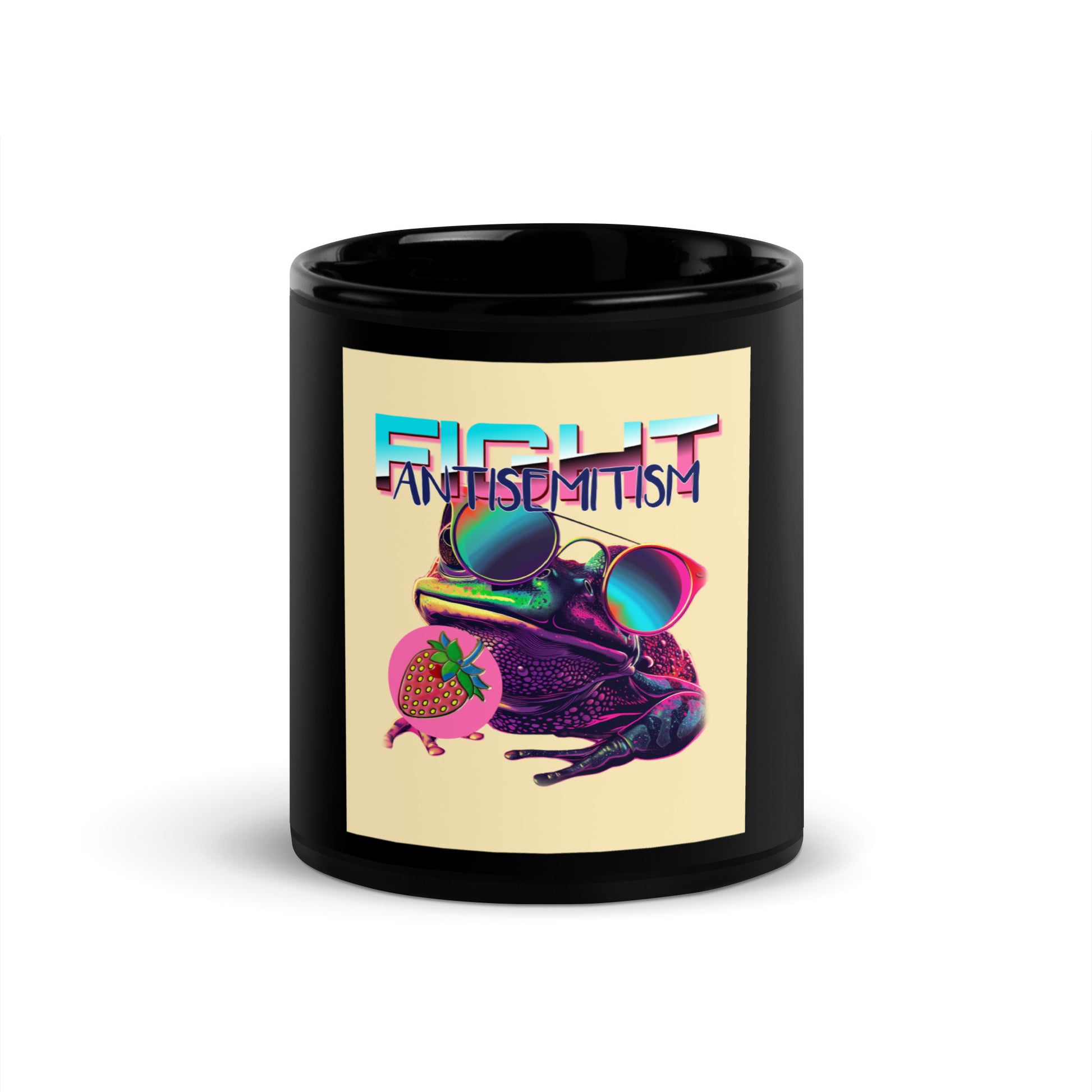 Retro Neon Animal | Fight Antisemitism | Black Glossy Mug