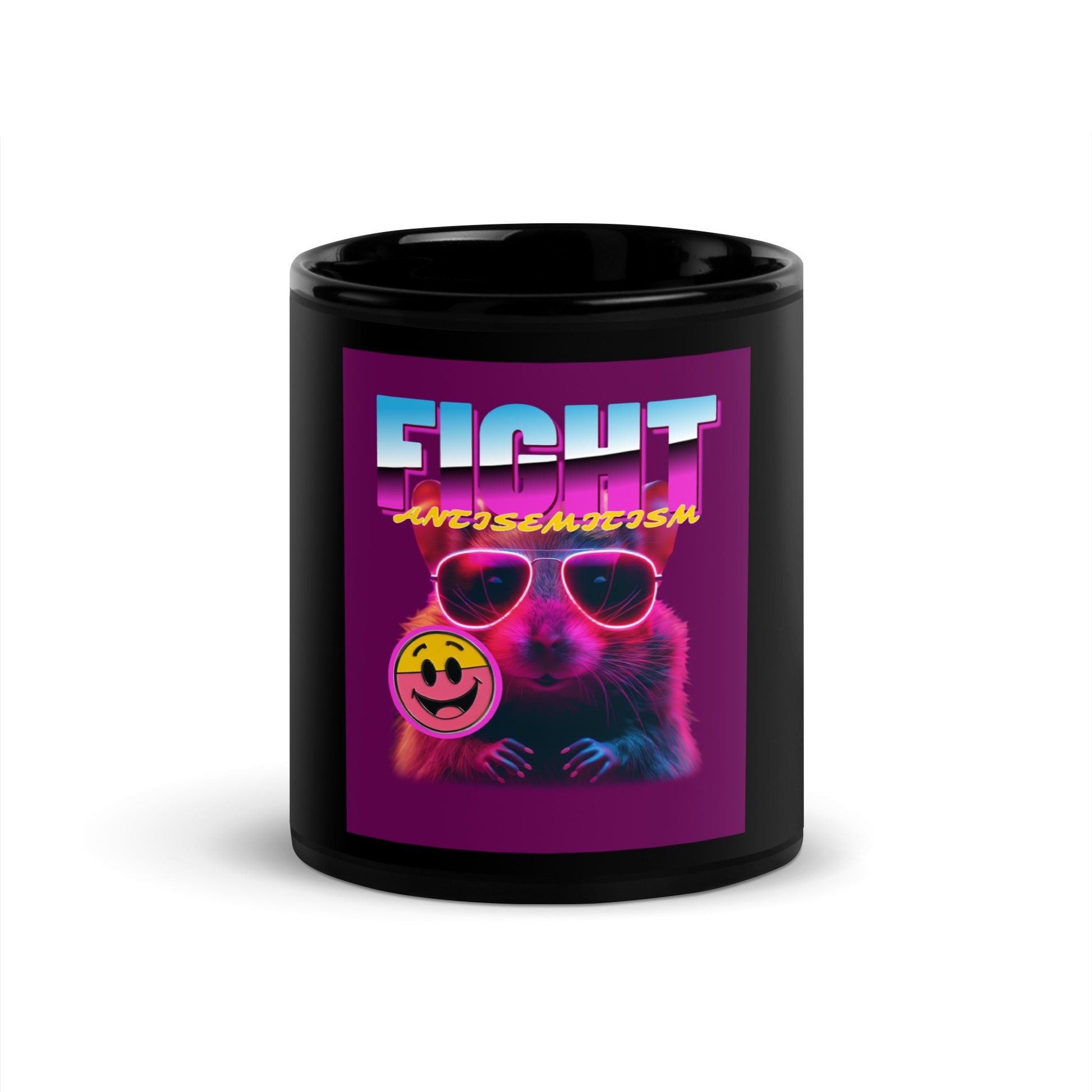 Retro Neon Animal | Fight Antisemitism | Black Glossy Mug