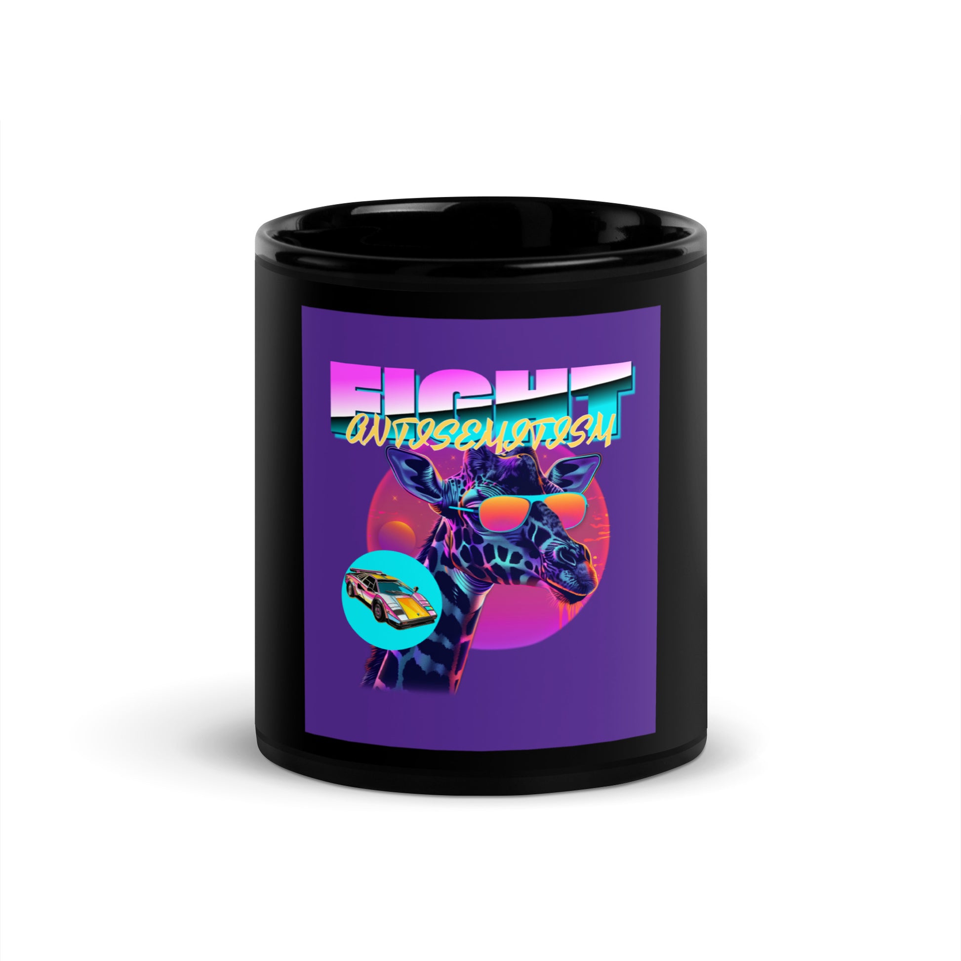Retro Neon Animal | Fight Antisemitism | Black Glossy Mug