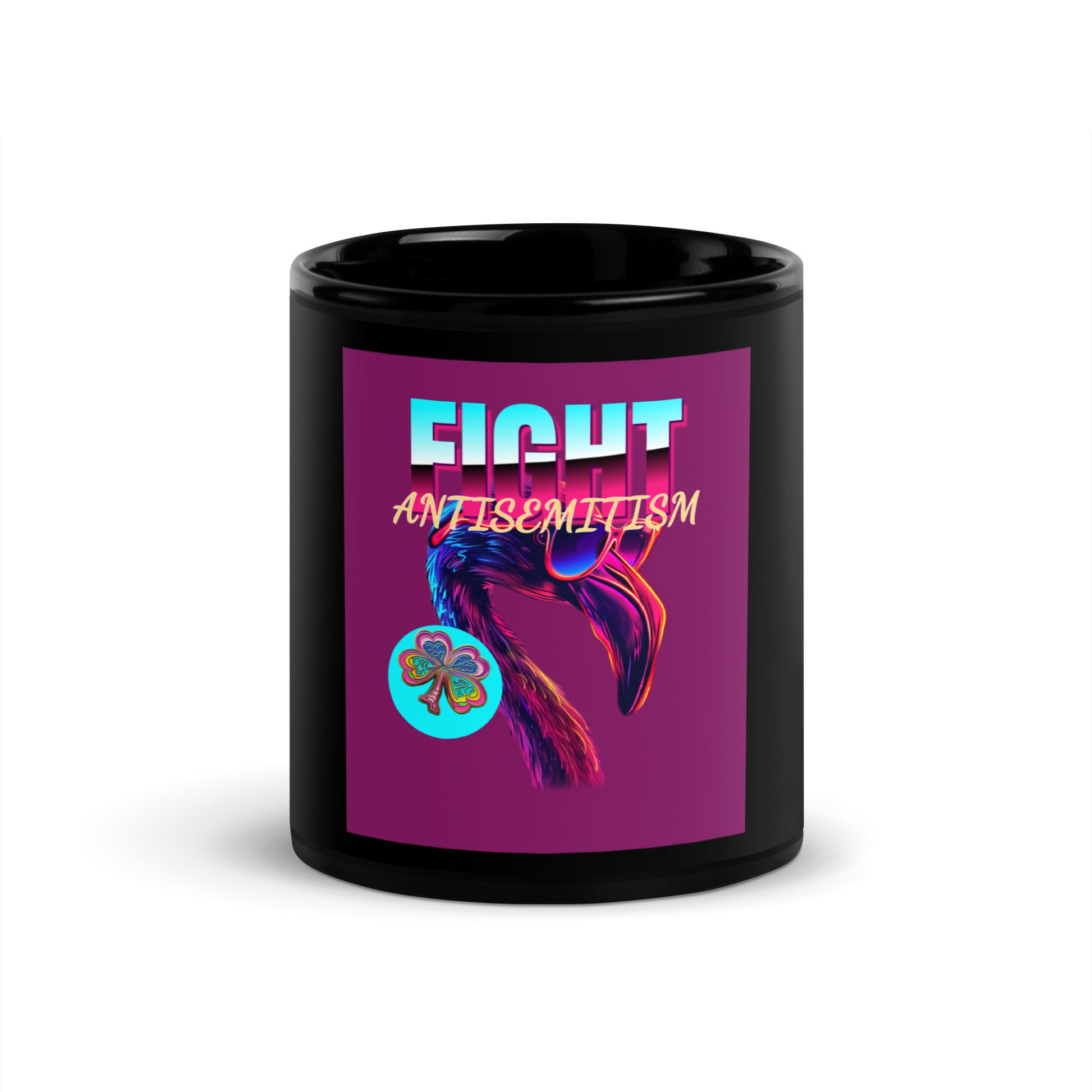 Retro Neon Animal | Fight Antisemitism | Black Glossy Mug